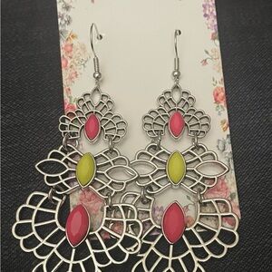 Elegant Silver and Pink Dangle Earrings